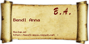 Bendl Anna névjegykártya