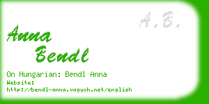 anna bendl business card